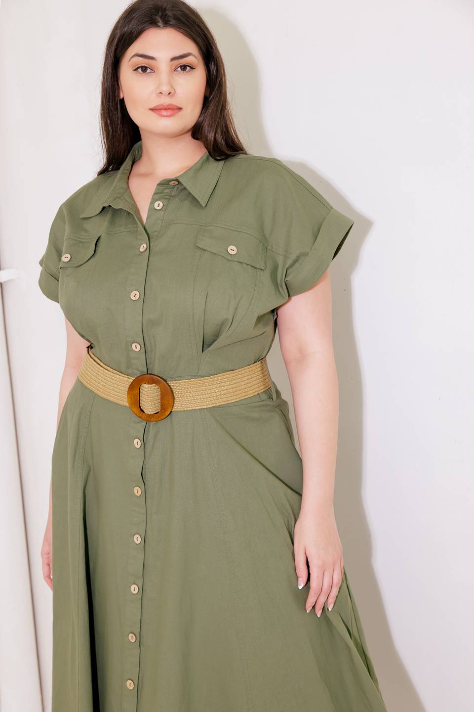 BUILD MY EMPIRE OLIVE WOVEN MIDI DRESS Flying Tomato